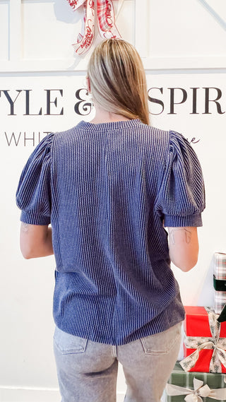 Traci Ribbed Puff Short Sleeve Top *Final Sale*
