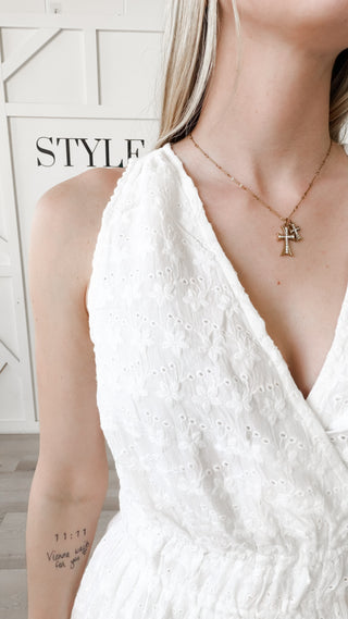 Brielle Eylet Surplice Mini Dress