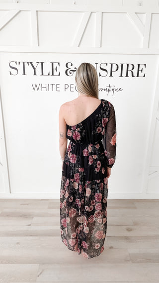 Seraphina Floral One Shoulder High-Low Maxi Dress