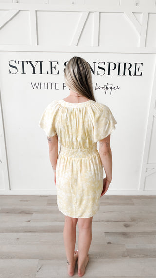 Lily Flutter Sleeve Smocked Waist dress