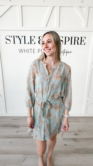 Donovan Floral Self Tie Mini Dress