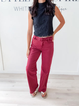 Mica High Rise Wide Leg Cuffed Jeans