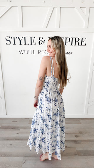 Lila Lace Trim Floral Maxi Dress
