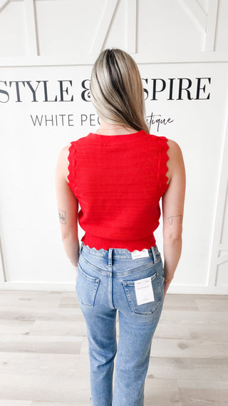Emily Pointelle Button Front Vest