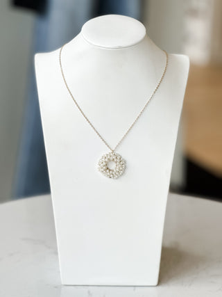 Pearl Disc Pendant Necklace. *Final Sale