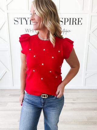 Pammie Flutter Sleeve Star Sweater