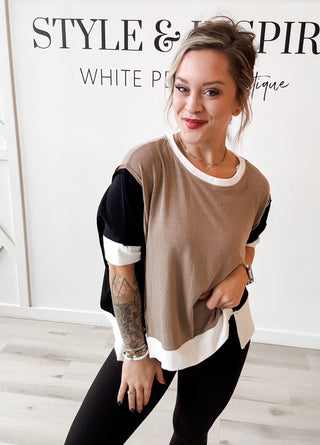 Katelyn Contrast Crepe Hacci Top