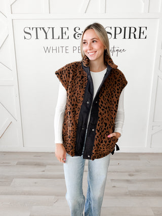 Libby Brown and Black Leopard Vest