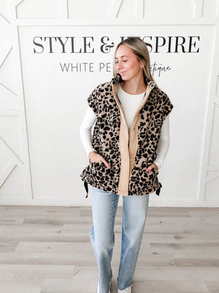 Ophelia Leopard Fleece Vest