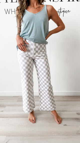Mica Wide Crop Chess Jeans