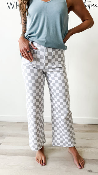 Mica Wide Crop Chess Jeans