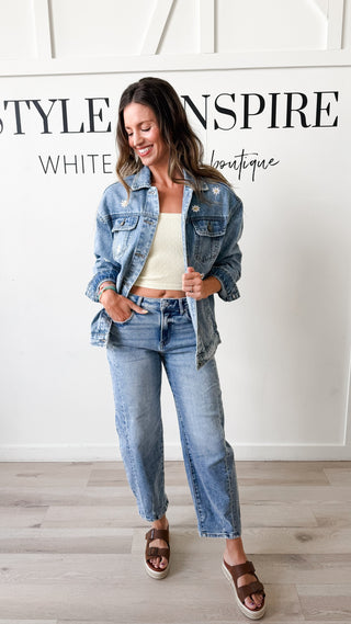 Daisy Embroidered Denim Jacket