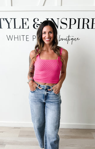 NikiBiki Polka Dot Square Crop Top