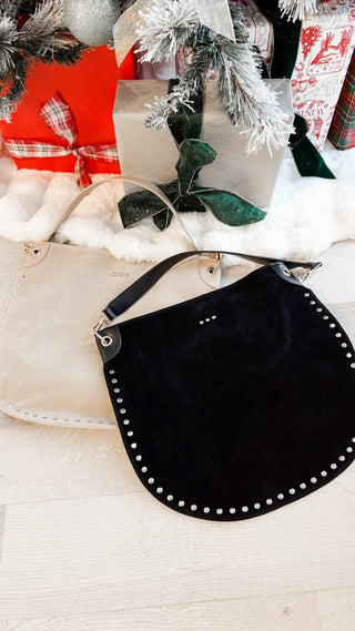 Rosalie Rivet Suede Hobo Bag. *Final Sale*