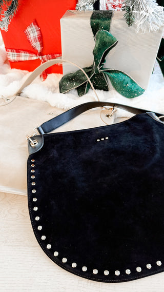 Rosalie Rivet Suede Hobo Bag. *Final Sale*