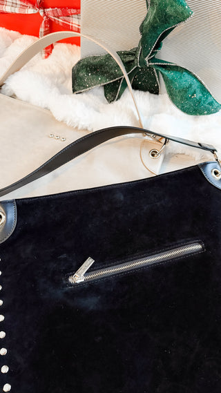 Rosalie Rivet Suede Hobo Bag. *Final Sale*
