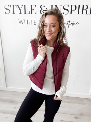 Amina Quilted Semi Crop Vest