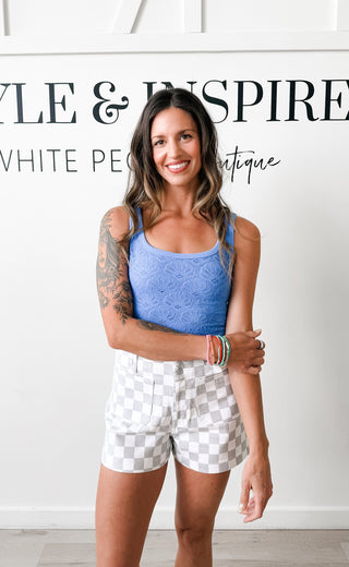 Charlee HR Chess Print Shorts