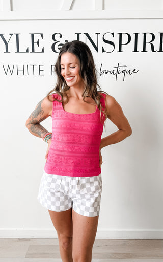 Charlee HR Chess Print Shorts