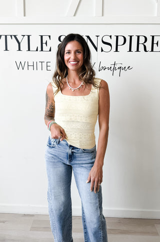 Nikibiki Lace Textured Square Neck Top