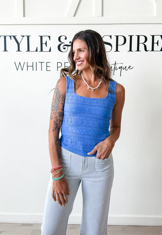 Nikibiki Lace Textured Square Neck Top