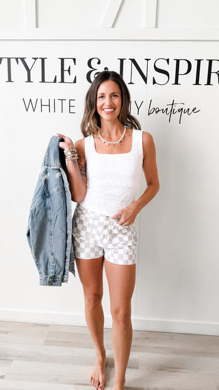 Charlee HR Chess Print Shorts