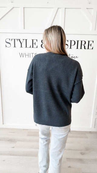 Sarina Henley Waffle Top