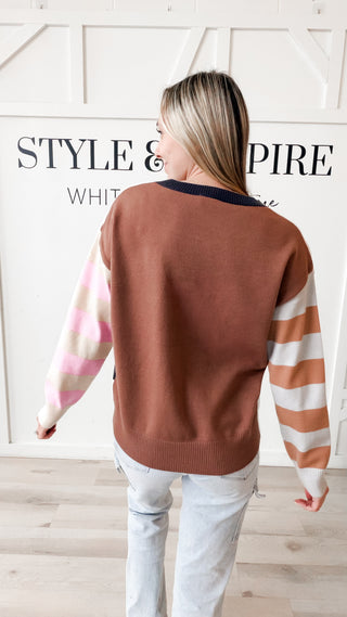 Elle Color Block Stripe Sweater
