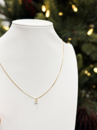 Box Chain Pearl Charm Necklace. *Final Sale*