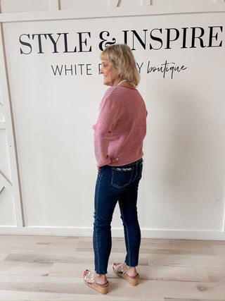 Micah Waffle Pinstripe Sweater