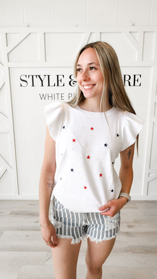 Pammie Flutter Sleeve Star Sweater