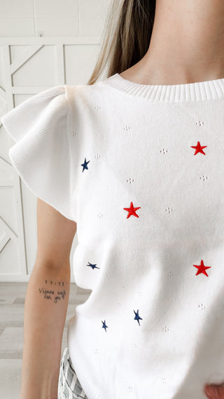 Pammie Flutter Sleeve Star Sweater