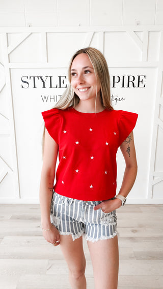 Pammie Flutter Sleeve Star Sweater