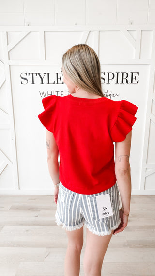 Pammie Flutter Sleeve Star Sweater