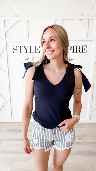Brooklyn Ribbed Bow Tie Tank