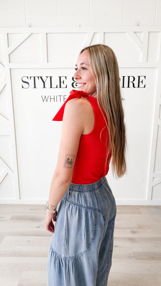 Brooklyn Ribbed Bow Tie Tank