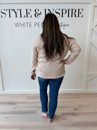 Cielo Center Seamed Mini Waffle Sweater