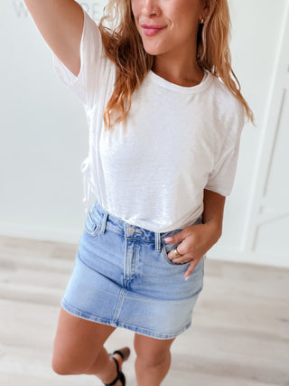 Vervet HR Light Wash Denim Skirt