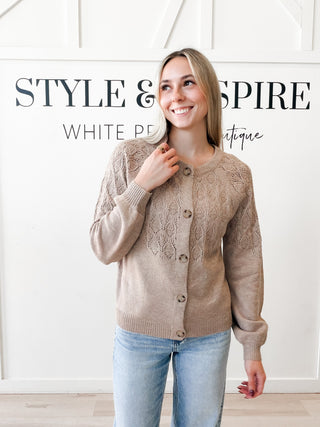 Sandra Scalloped Cable Knit Cardigan