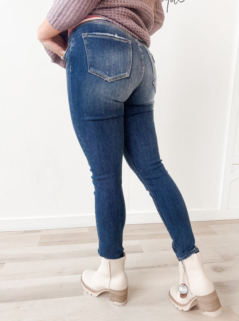 Risen Curvy Mid Rise Ankle Skinny Jeans