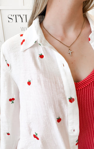 Cherry Embroidered Shirt