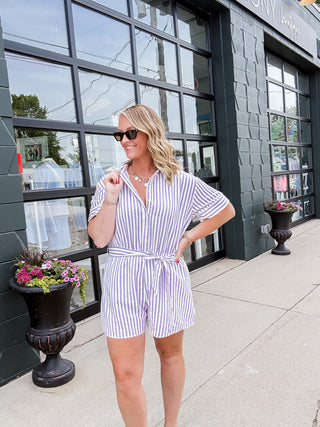 Melissa Button Front Stripe Romper