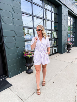 Melissa Button Front Stripe Romper