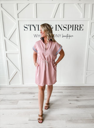 Margot Half Zip Drawstring Dress