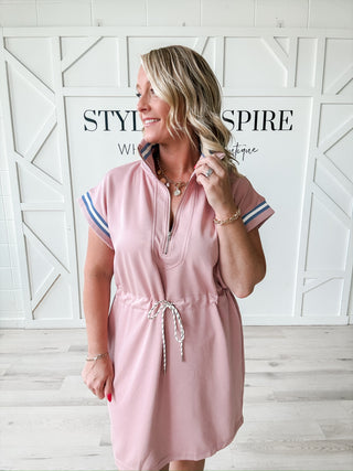 Margot Half Zip Drawstring Dress