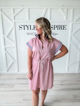 Margot Half Zip Drawstring Dress