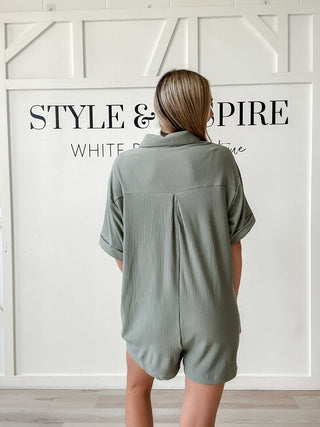 Margo Ribbed Button Down Romper