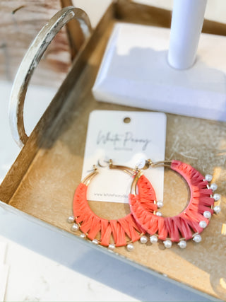 Raffia Pearl Earrings. *Final Sale*