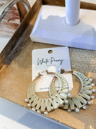 Raffia Pearl Earrings. *Final Sale*