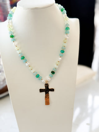 Pastel Beaded Cross Necklace. *Final Sale*